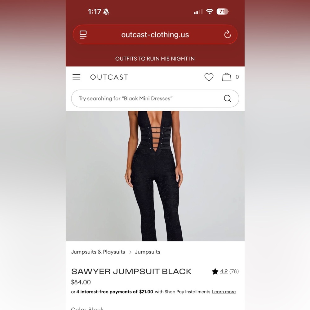 OUTCAST CLOTHING JUMPSUIT